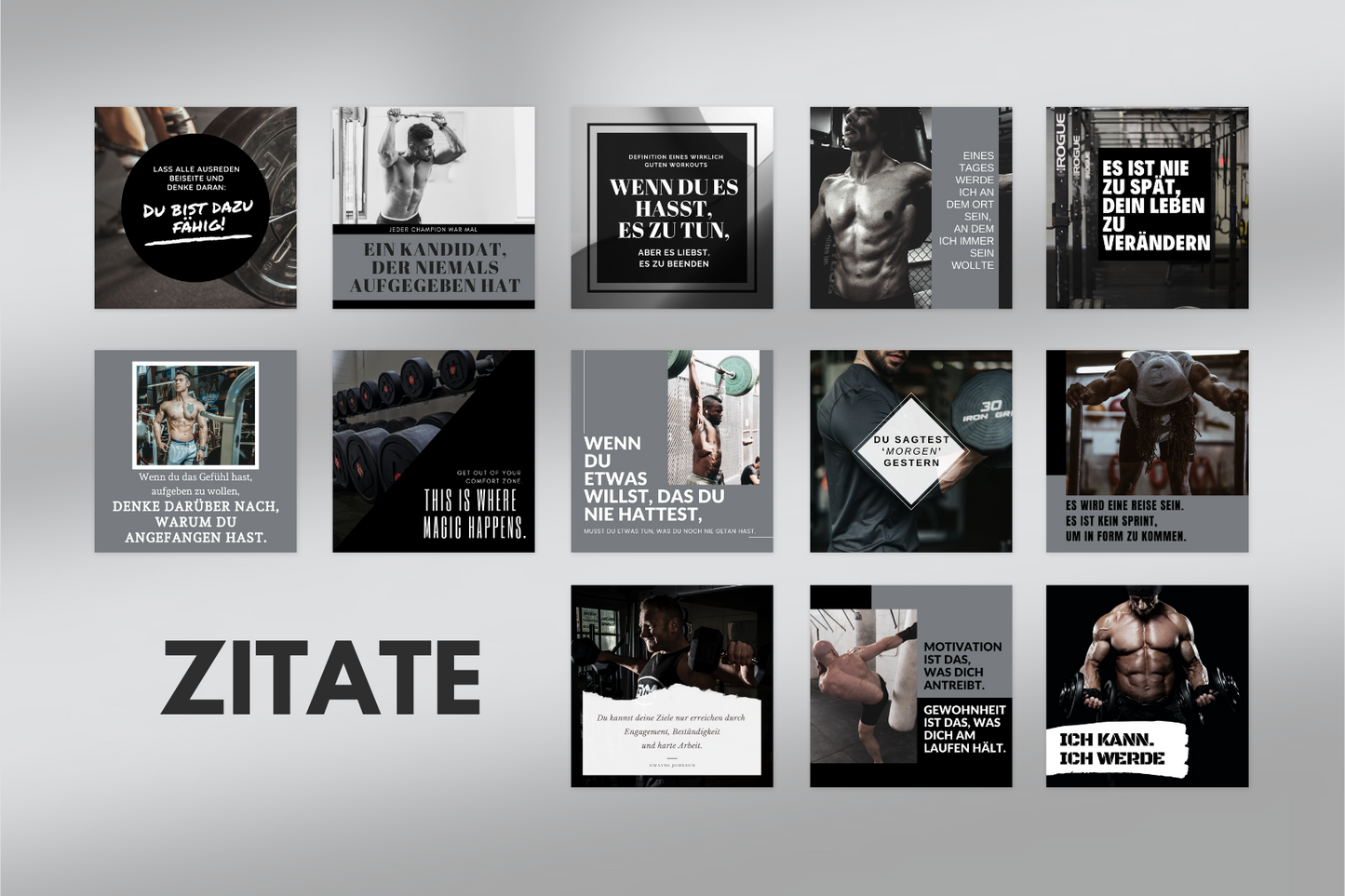 400 Premium Fitness Vorlagen für Social Media (Männeredition)