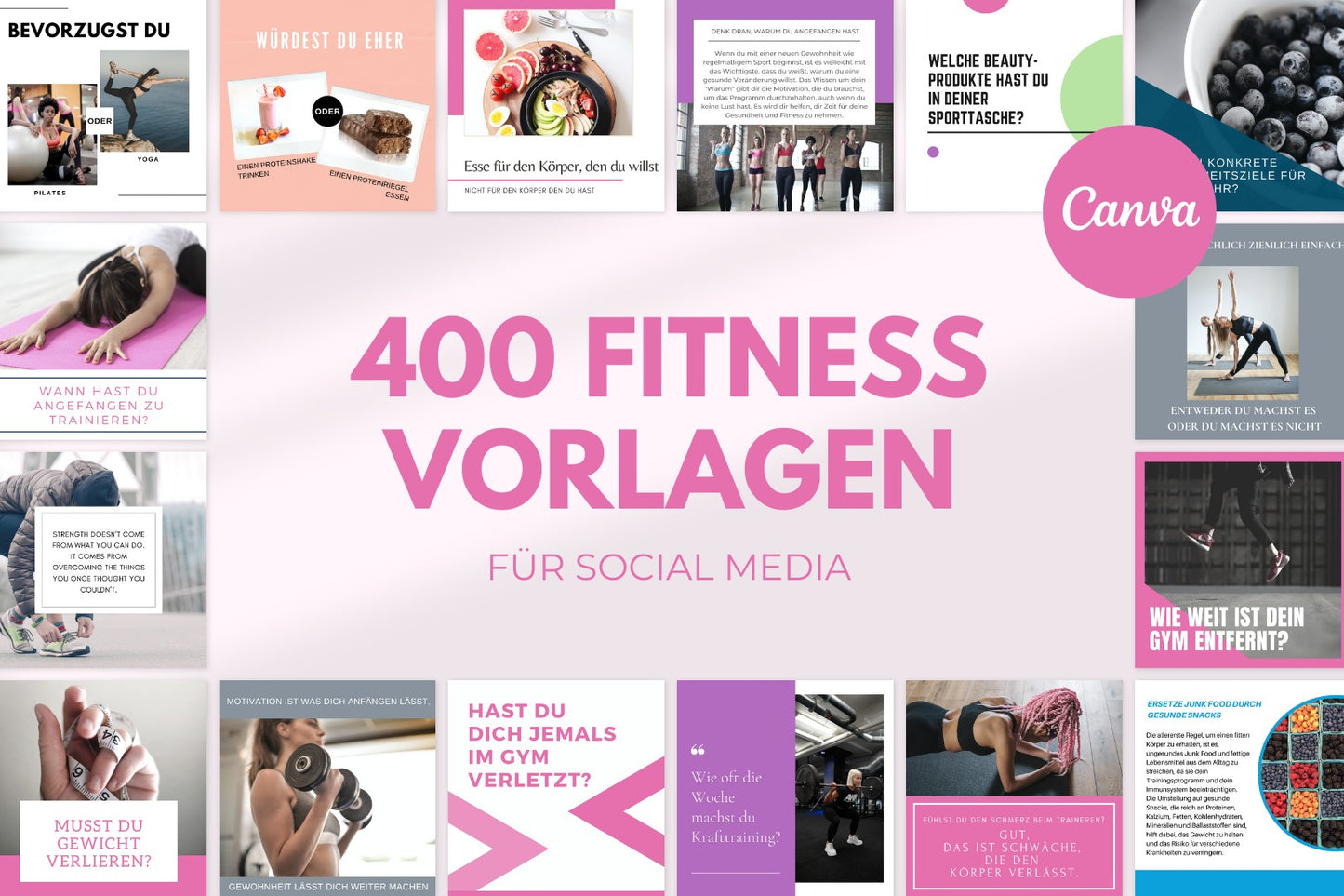 400 Premium Fitness Vorlagen für Social Media (Frauenedition)