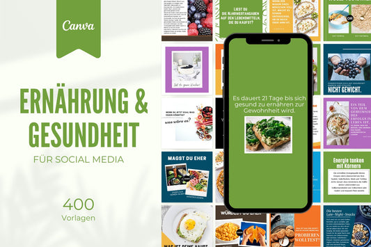 400 Premium Ernährungs-Vorlagen für Social Media