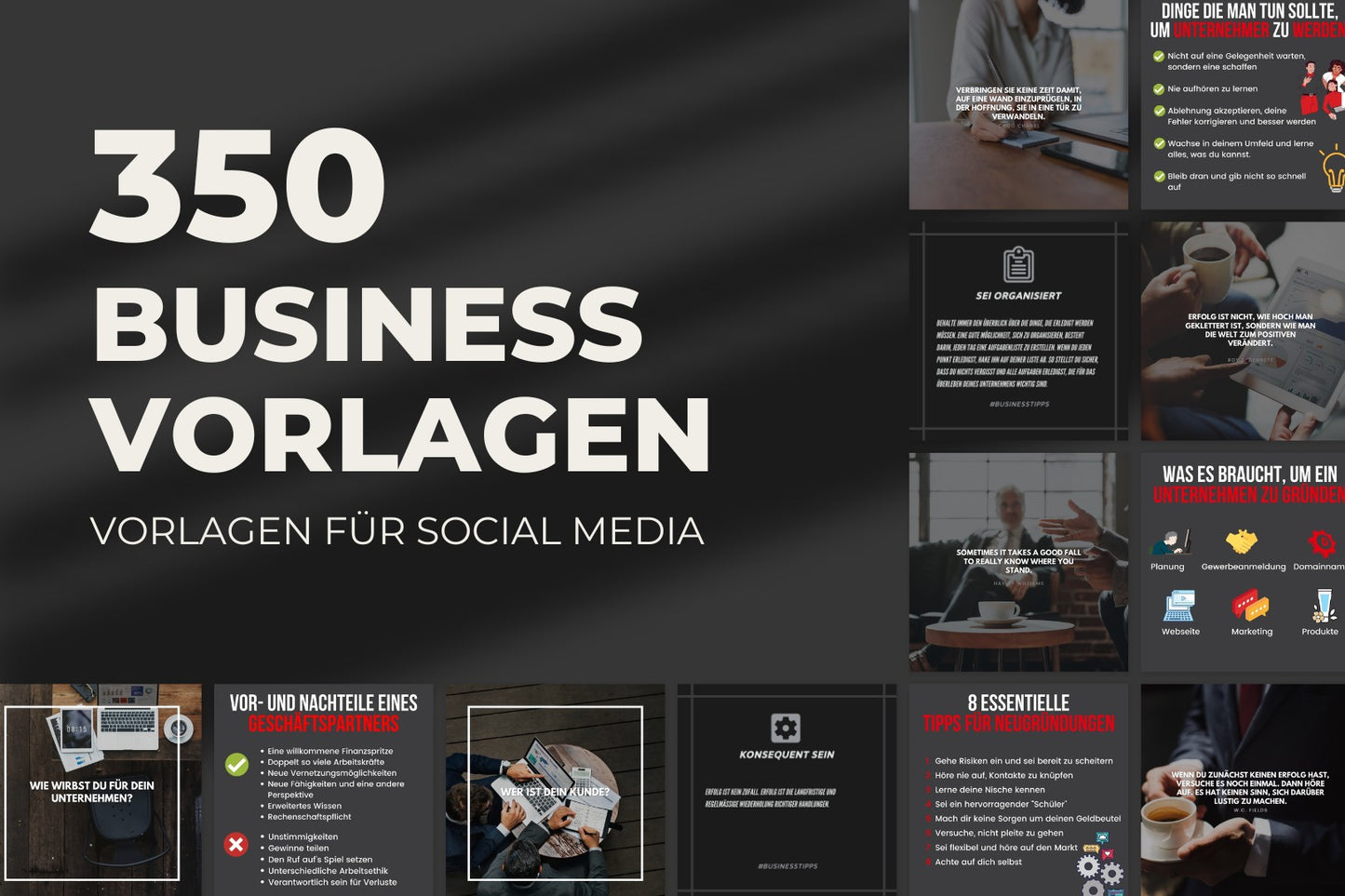 350 Business Vorlagen für Social Media