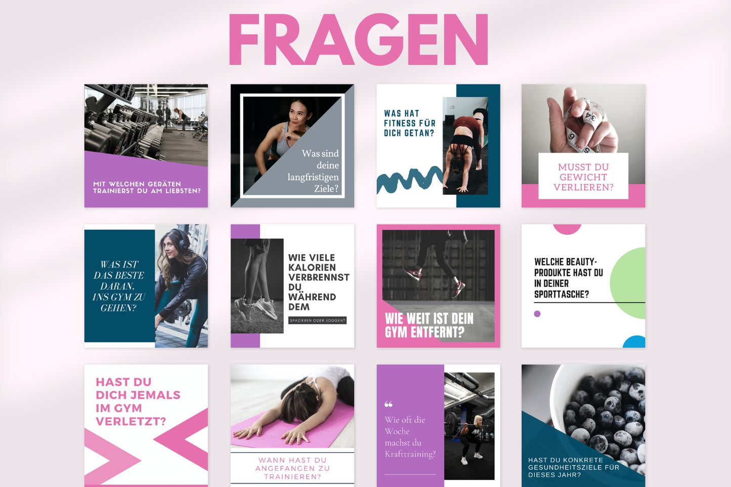 400 Premium Fitness Vorlagen für Social Media (Frauenedition)